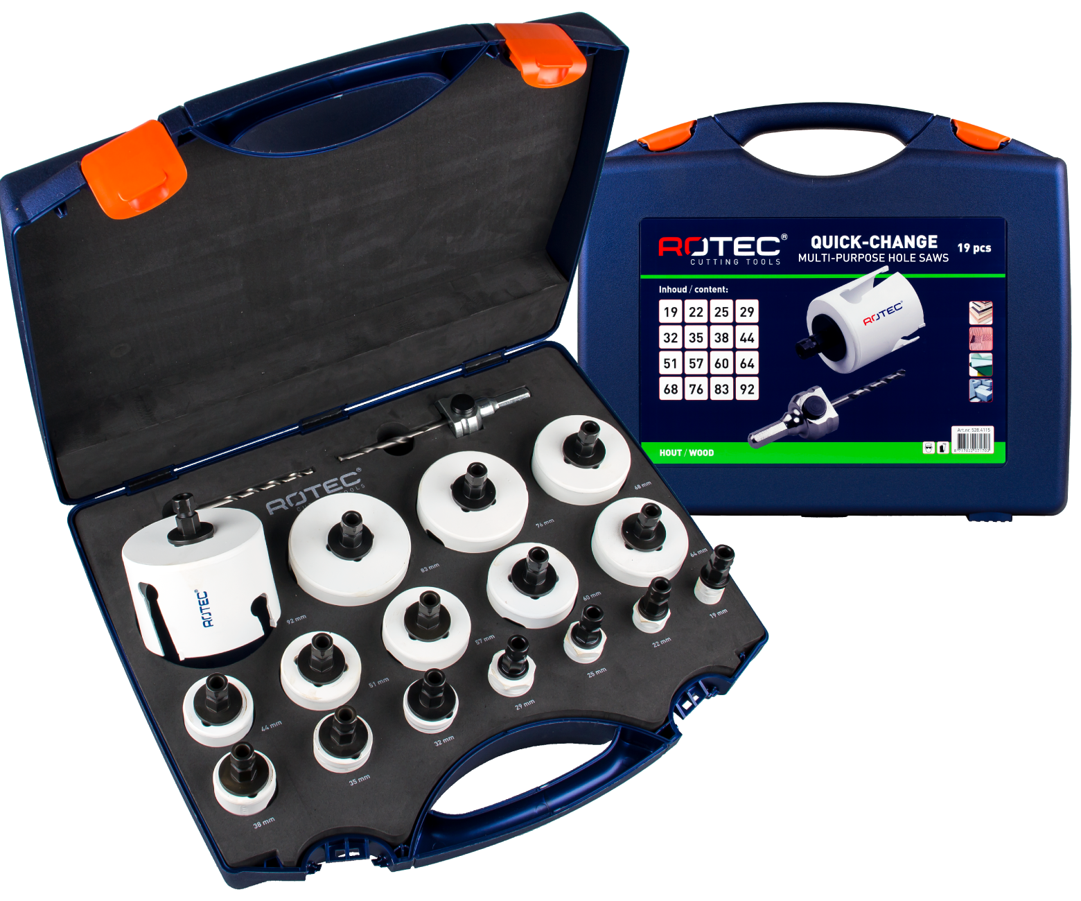 19 pc TCT Multi-Purpose hole saw set type '528 - MAX' with Quick-Change