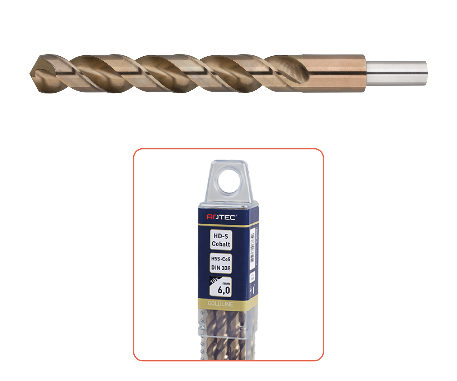 HSS-E metal drill bit type '110' ø13,5mm, shank ø13mm, in tube detail 2