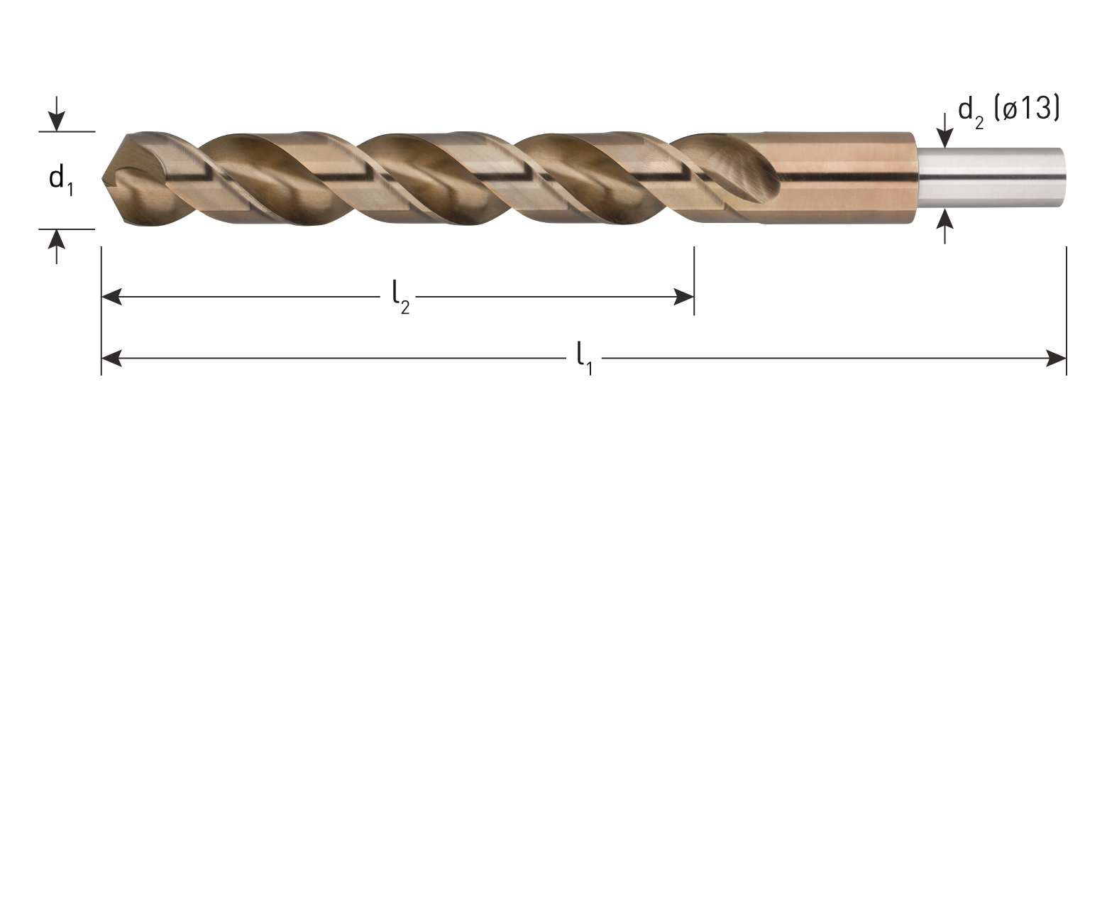 Foret métaux HSS-E type '110' ø13,5mm, queue ø13mm, dans tube