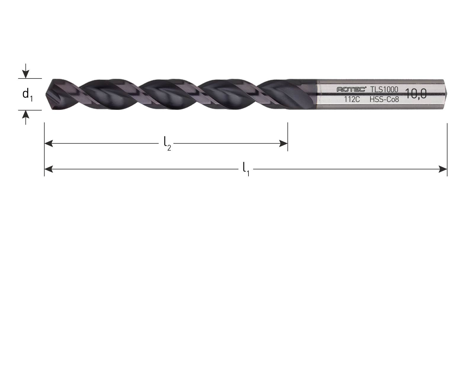HSS-E metal drill bit type '112C' TLS1000 + TiAlN, ø3,5mm
