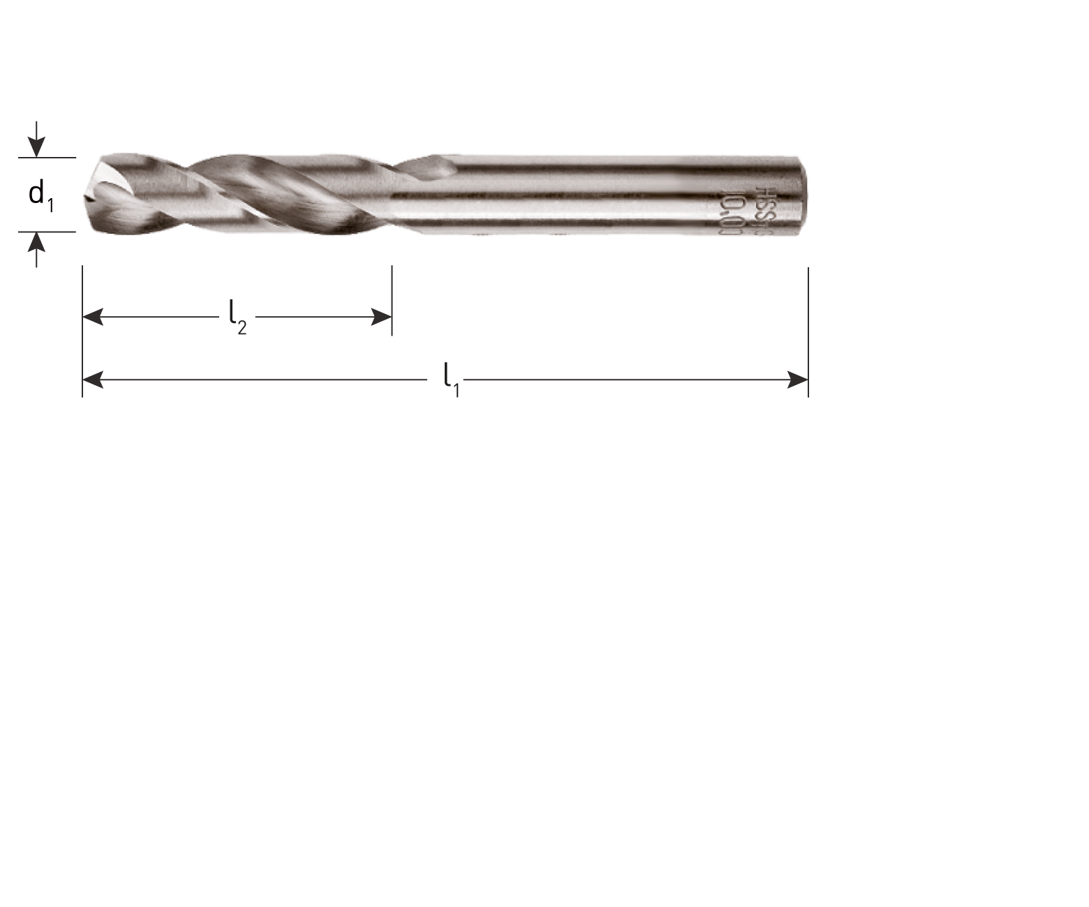 HSS-G stub drill bit type '130' TLS1000, ø4,9mm