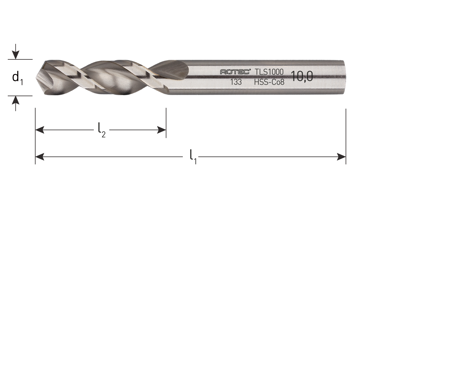 HSS-E stub drill bit type '133', ø4,3mm