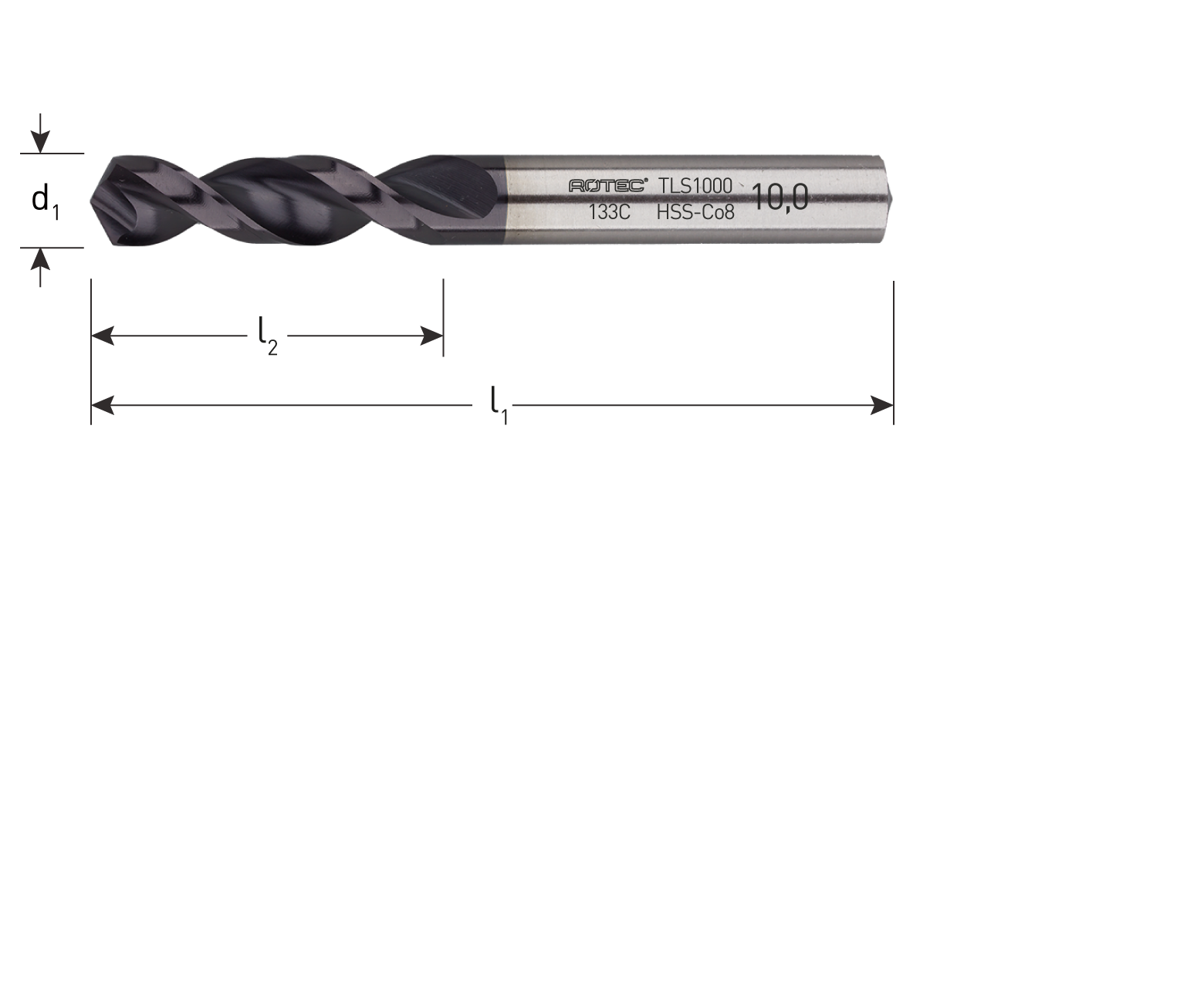 HSS-E stub drill bit type '133C' TLS1000 + TiAlN, ø6,0mm