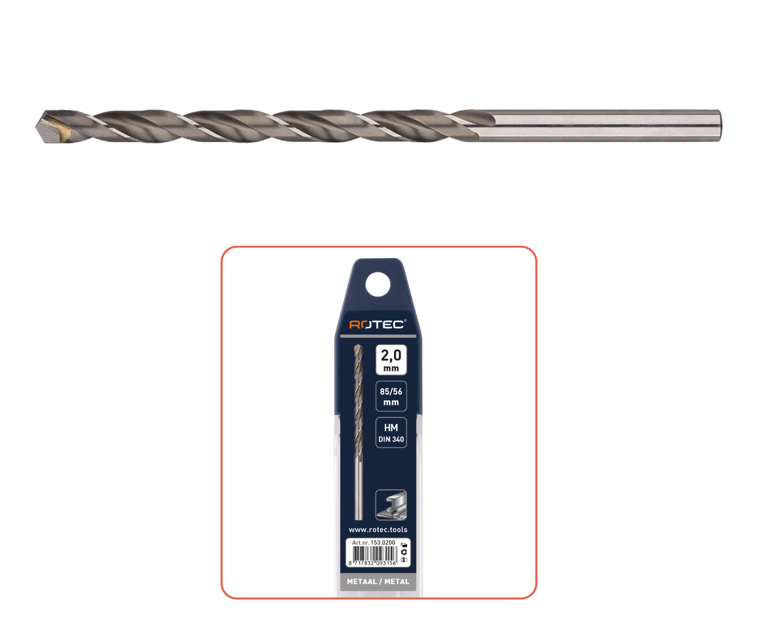 TCT jobber drill bit type '153', DIN 340, ø8,0 mm detail 2