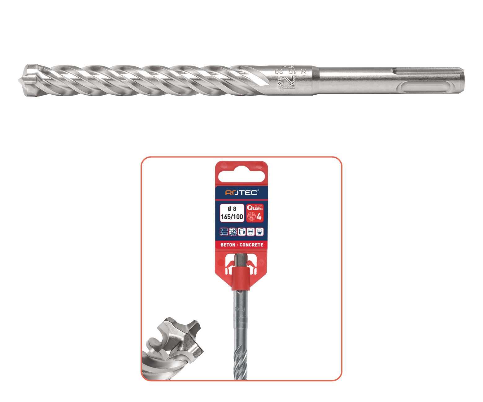 SDS-plus hammer drill bit, type '202', QUATTRO-X, ø5,5x50/115 mm detail 2