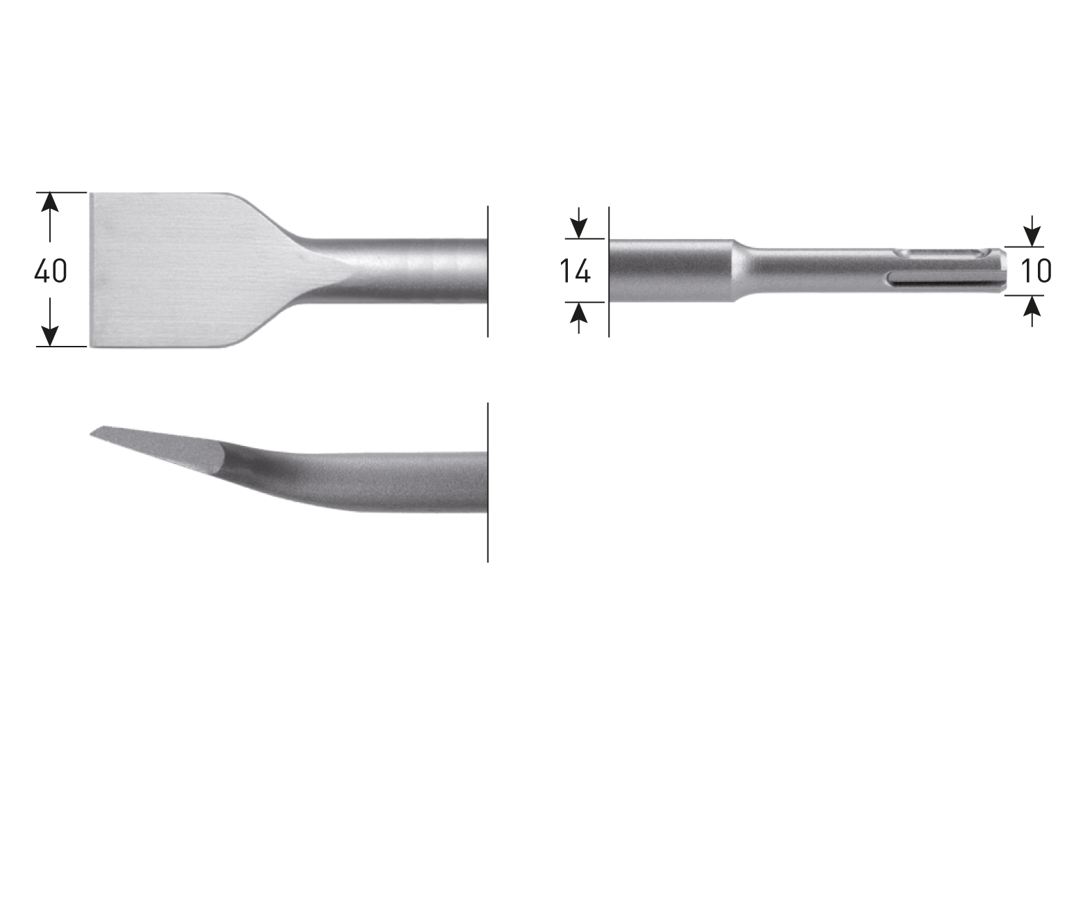 SDS-plus angled spade chisel, 40x250 mm