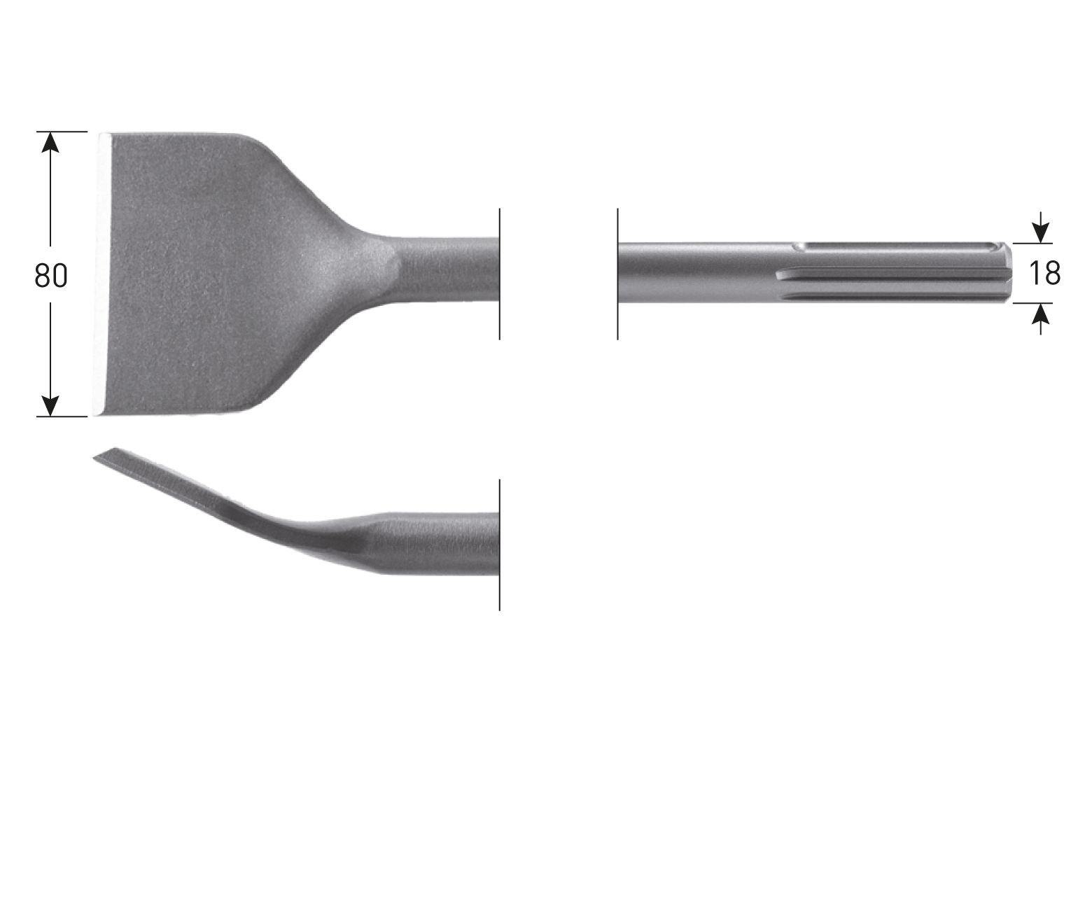 SDS-max angled spade chisel 80x300 mm