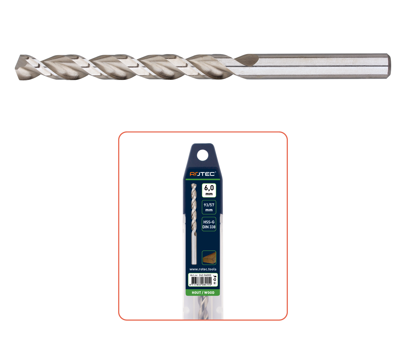 HSS-G drill bit for wood typ '262|TLS', ø4,0x43 mm, in EV-pack detail 2