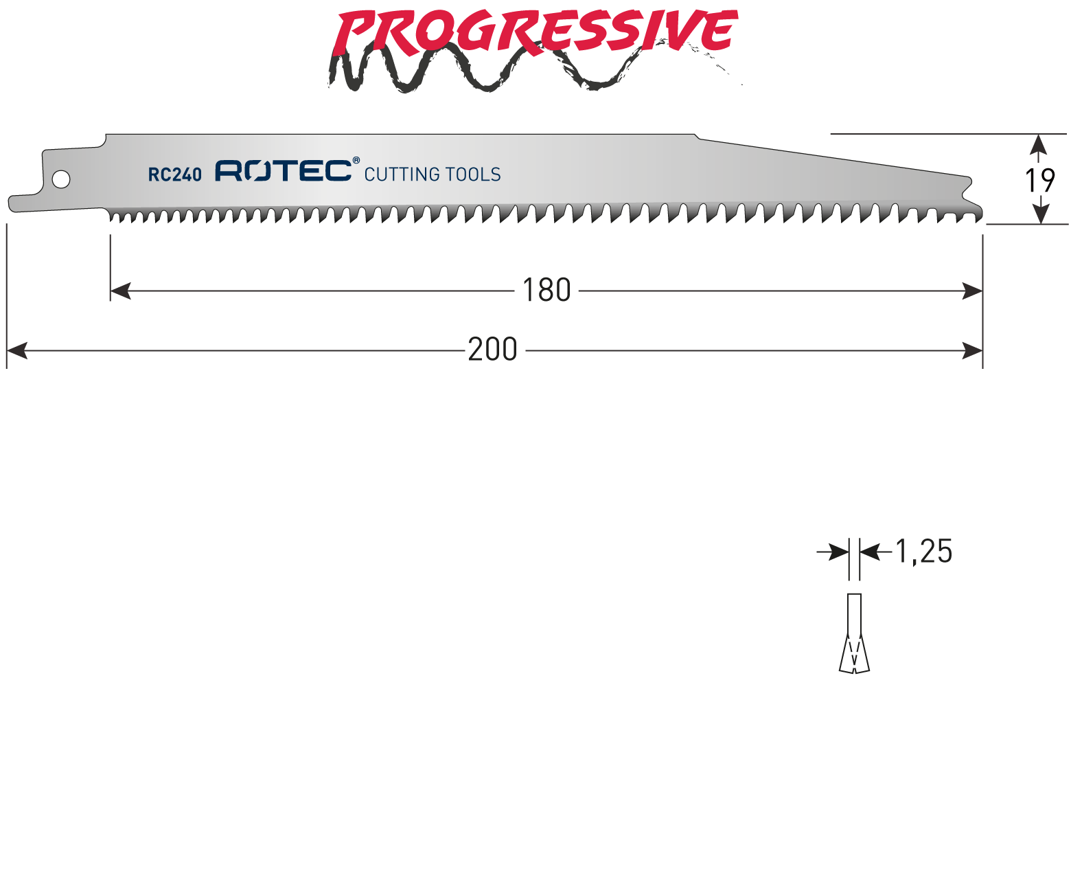 Rciprocating saw blade RC240, packed per 5 pieces