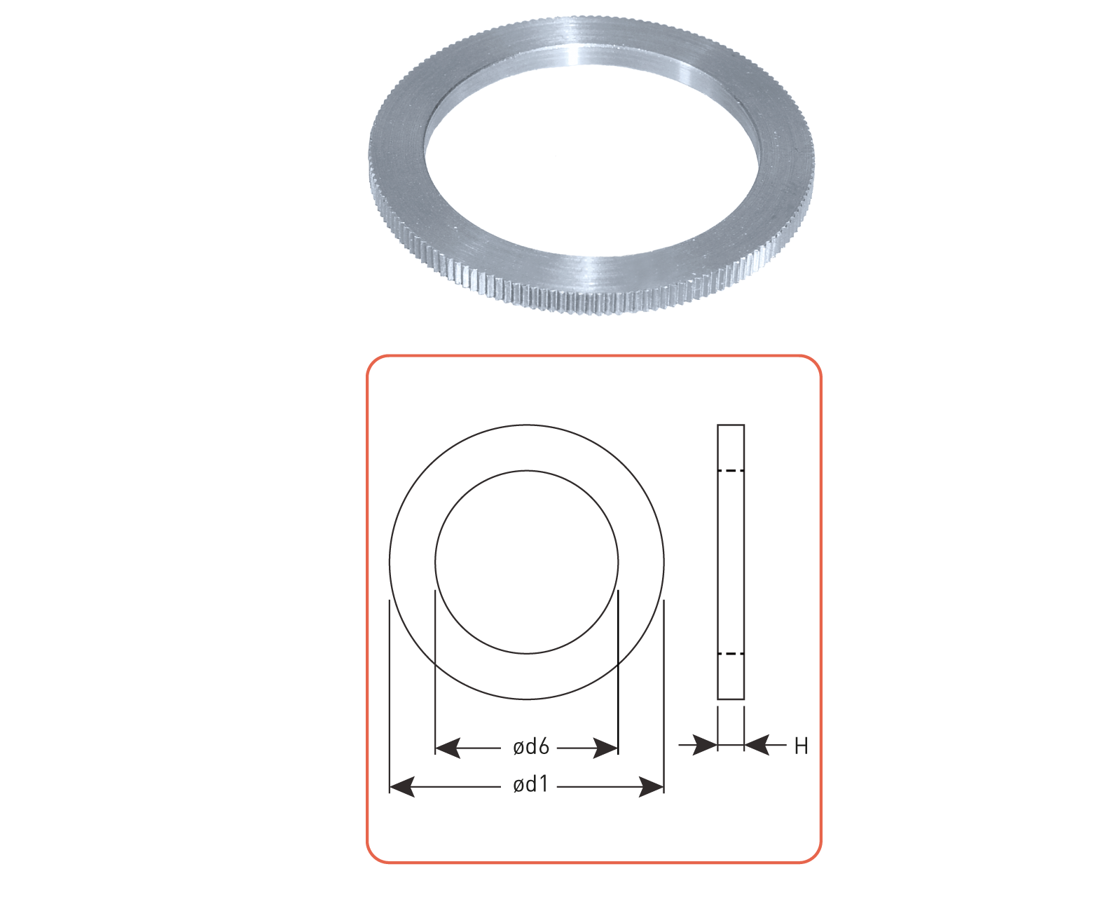 Reduction ring for TCT circular saw blades detail 2