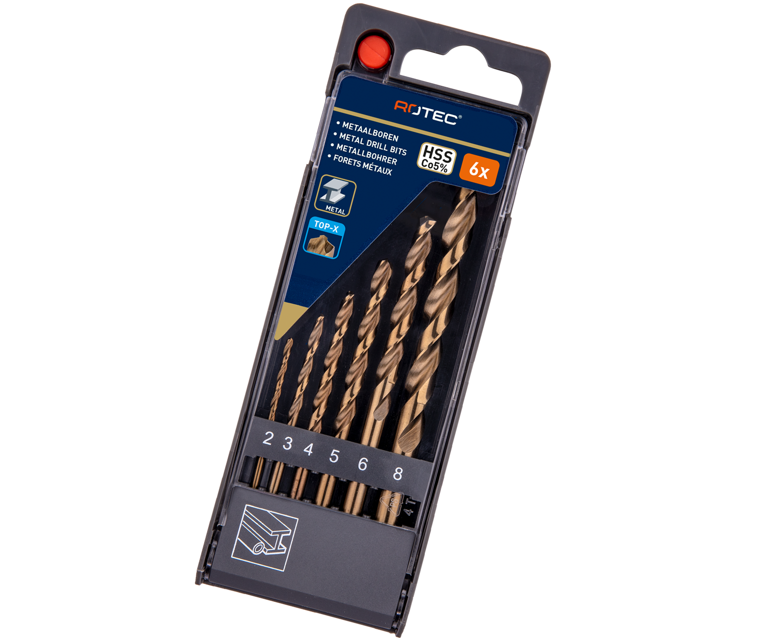 900.1035 HSS-E Jobber drill bit set, TOP-X, GOLD-LINE, in PVC cassette